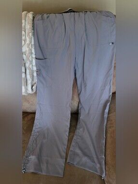 koi Lite Womens Cargo Scrub Pants in Light Gray